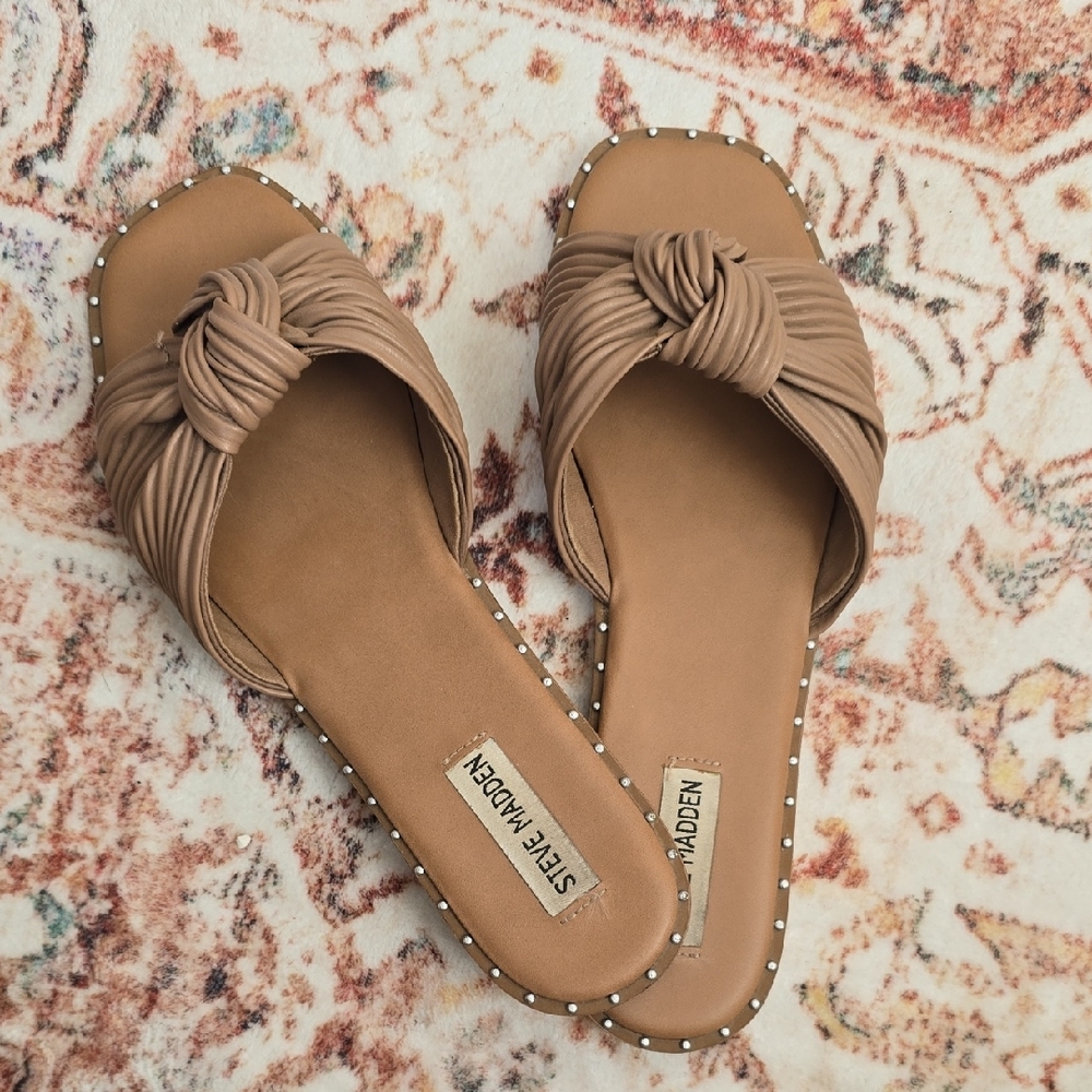 Steve Madden Willow Brown Knotted Slide Sandals Size 10